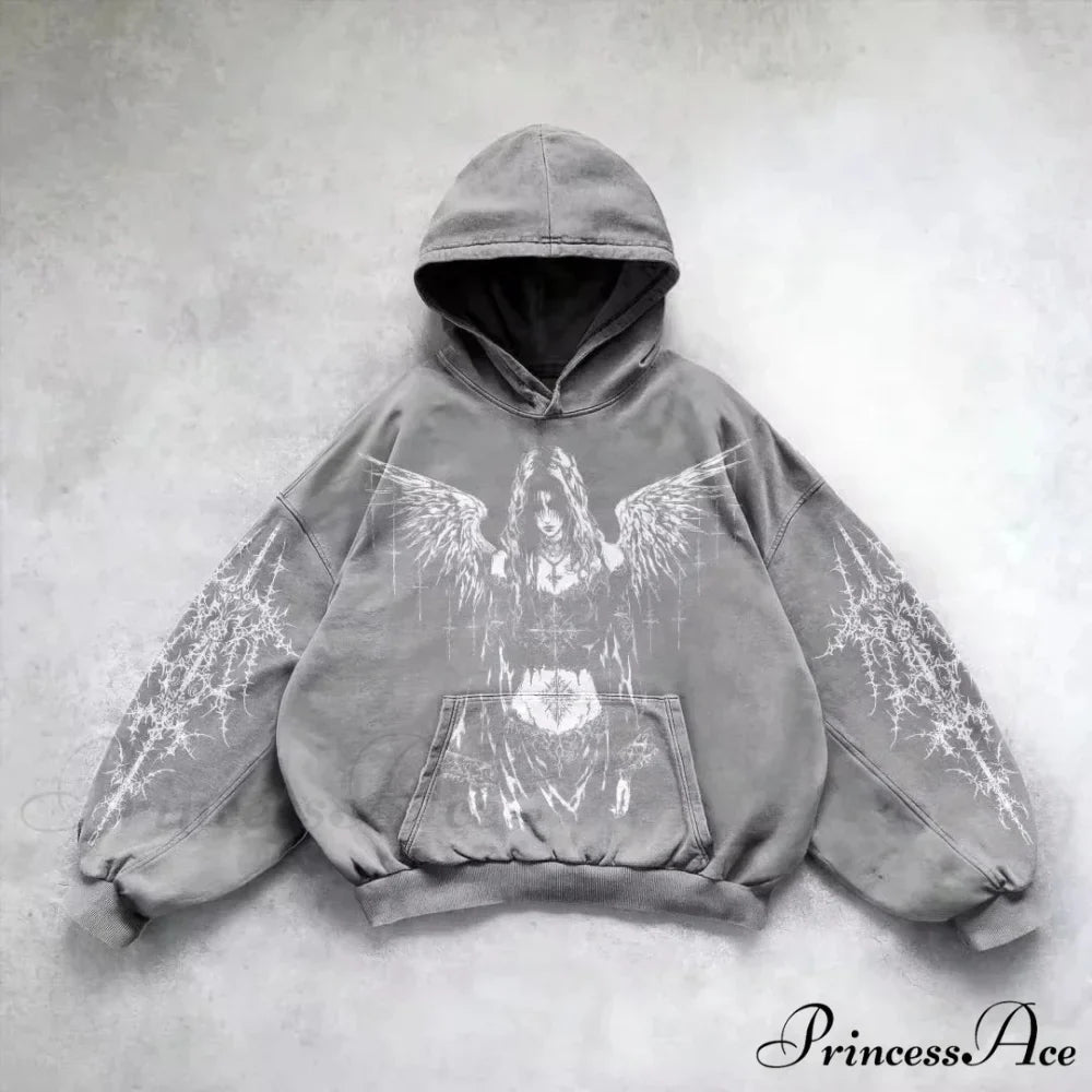 Vintage Patched Letter Zip Hoodie