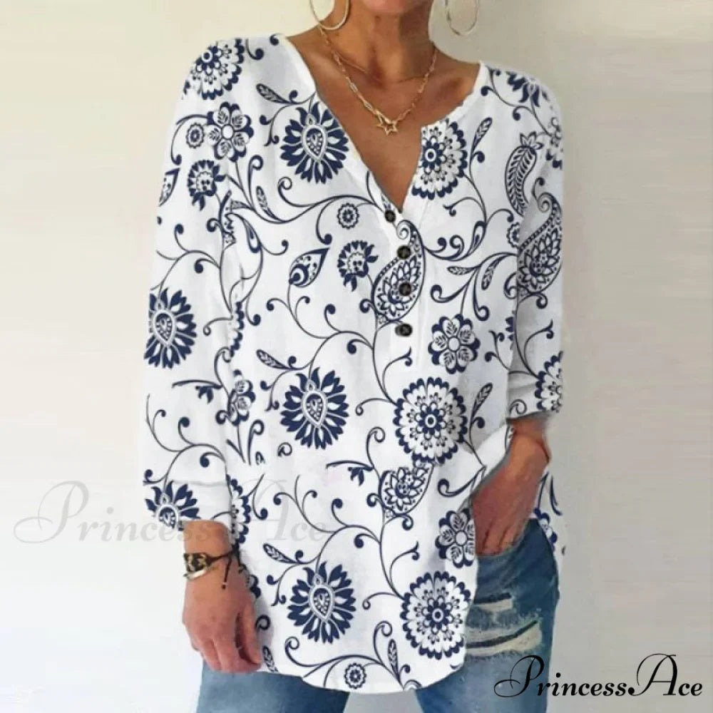Vintage Printed Casual Long Sleeve Shirts