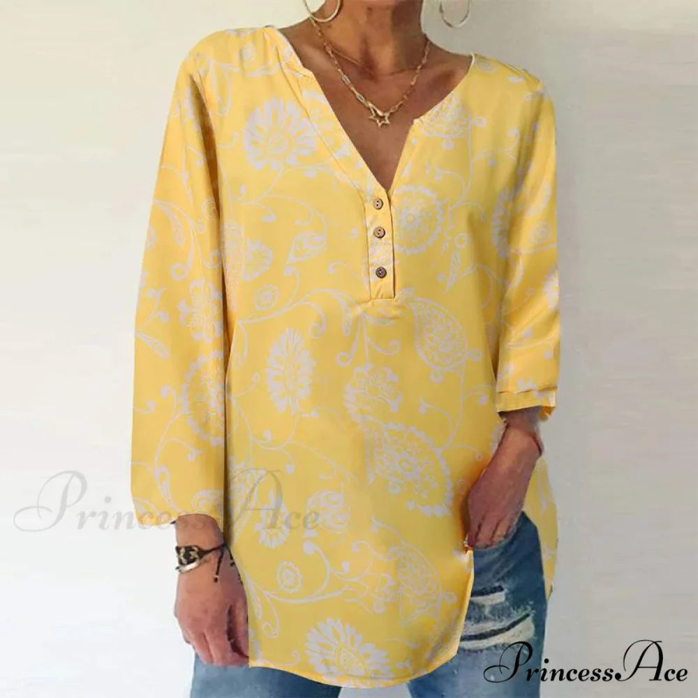 Vintage Printed Casual Long Sleeve Shirts