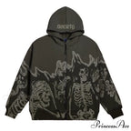 Vintage Printed Zip Up Hoodie