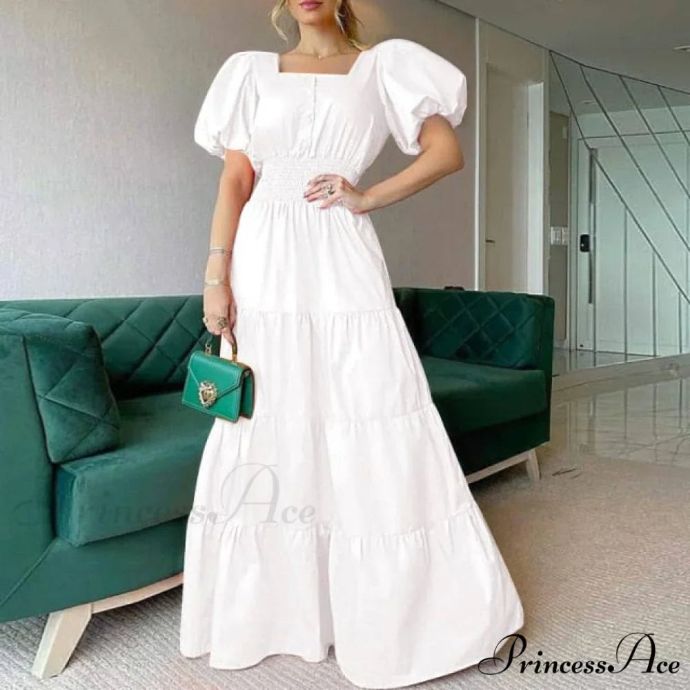 Vintage Puff Sleeve Party Maxi Dress