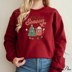 Vintage Retro Tis The Season Santa Cocoa Christmas Hoodie