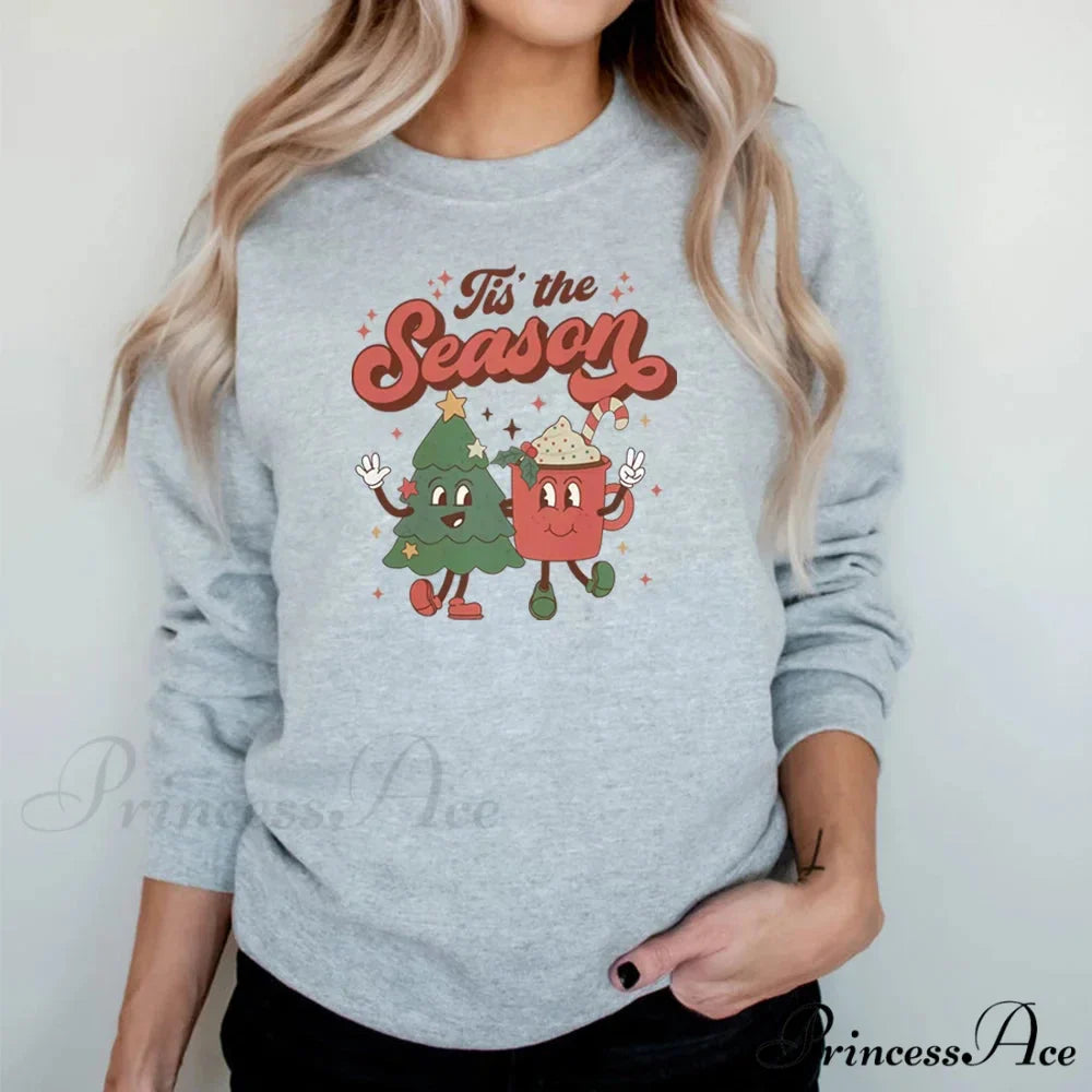Vintage Retro Tis The Season Santa Cocoa Christmas Hoodie