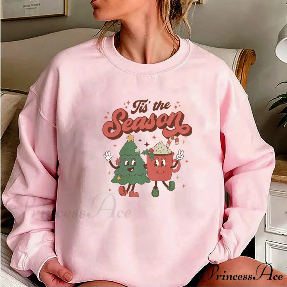 Vintage Retro Tis The Season Santa Cocoa Christmas Hoodie