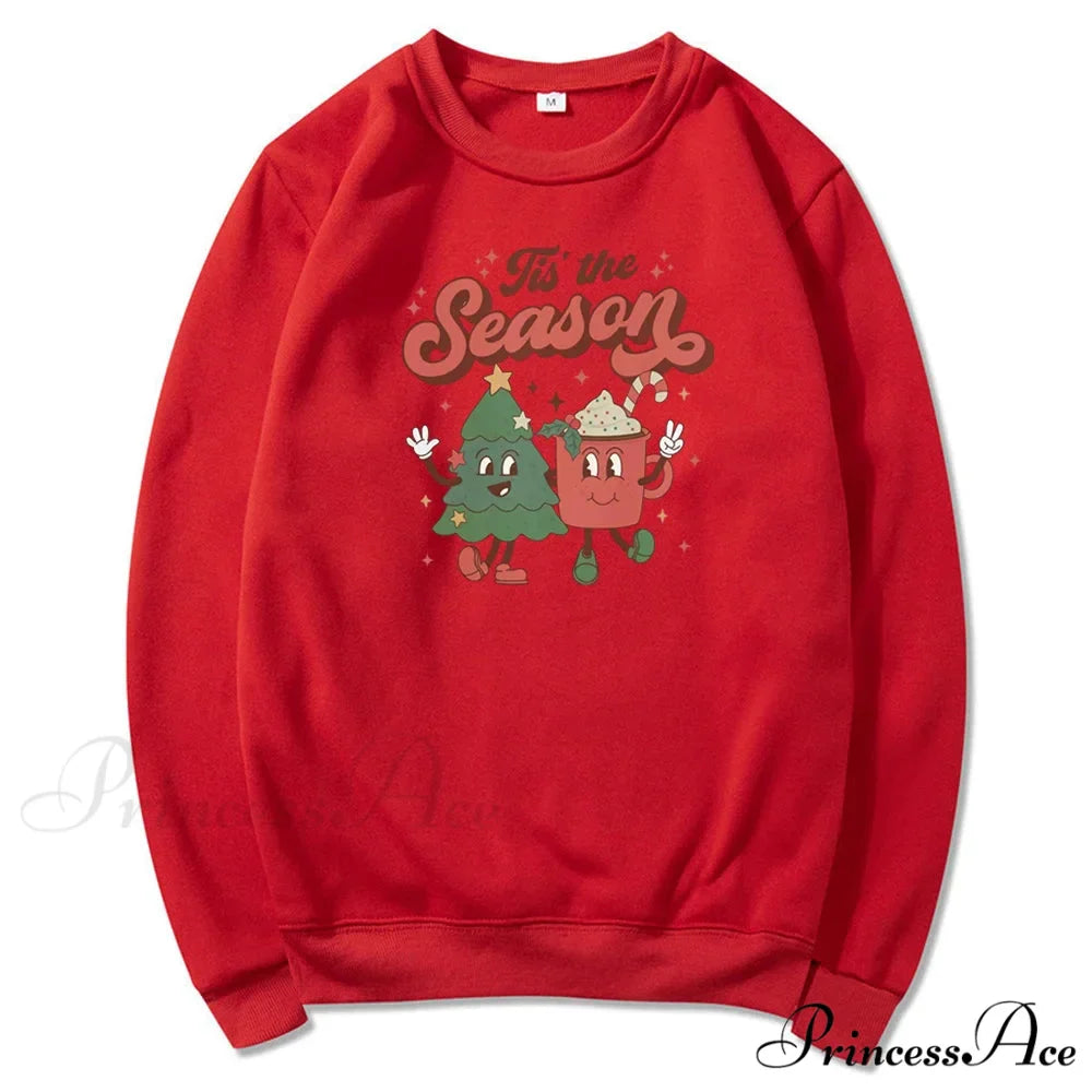 Vintage Retro Tis The Season Santa Cocoa Christmas Hoodie