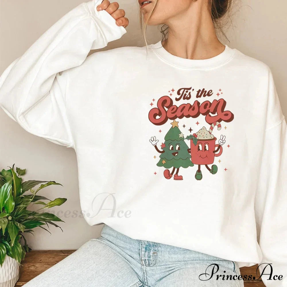 Vintage Retro Tis The Season Santa Cocoa Christmas Hoodie