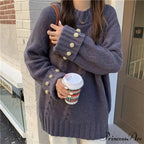 Vintage Solid Hue  Chunky Relaxed  Sophisticated Pullover