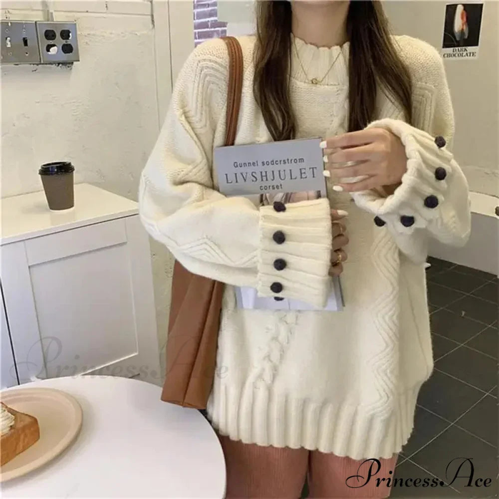 Vintage Solid Hue  Chunky Relaxed  Sophisticated Pullover