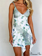 Vintage Spaghetti Strap Lace Patchwork Elegant Mini Dress