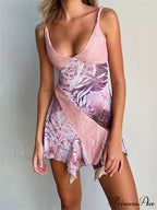 Vintage Spaghetti Strap Lace Patchwork Elegant Mini Dress