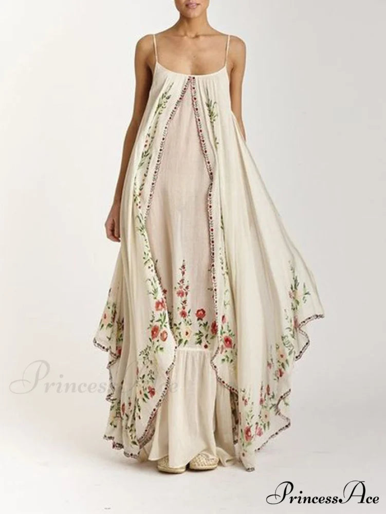Vintage Spaghetti Strap Sleeveless Elegant Long Maxi Dress