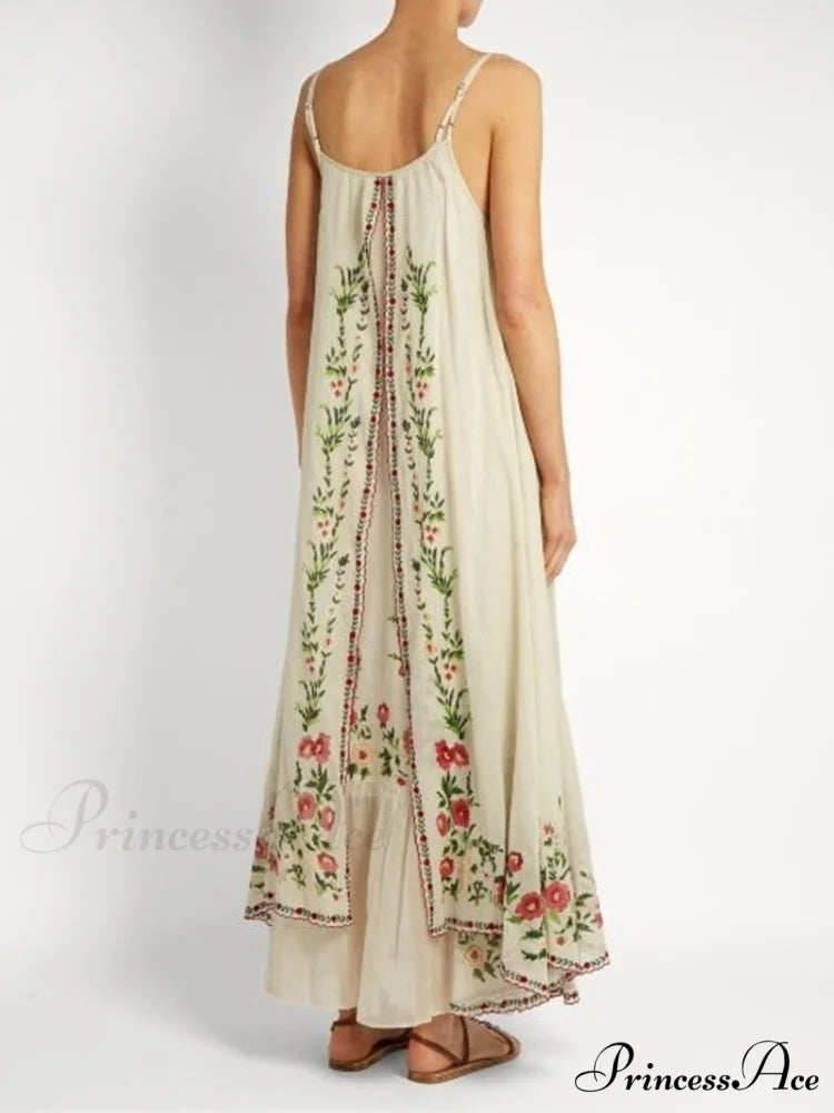 Vintage Spaghetti Strap Sleeveless Elegant Long Maxi Dress