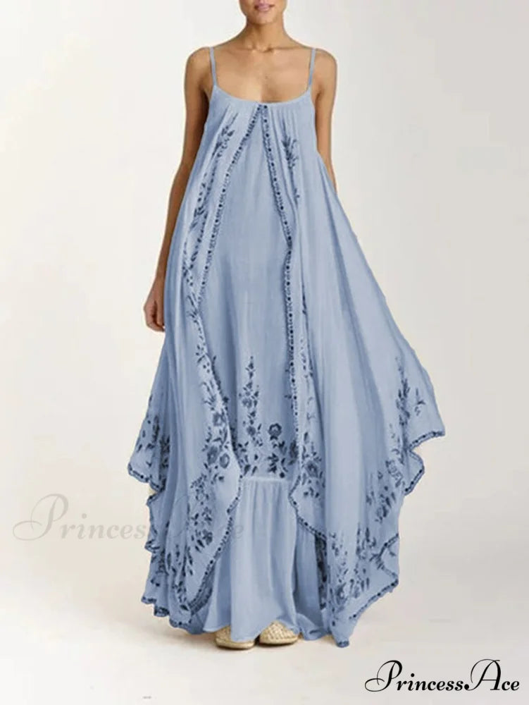 Vintage Spaghetti Strap Sleeveless Elegant Long Maxi Dress