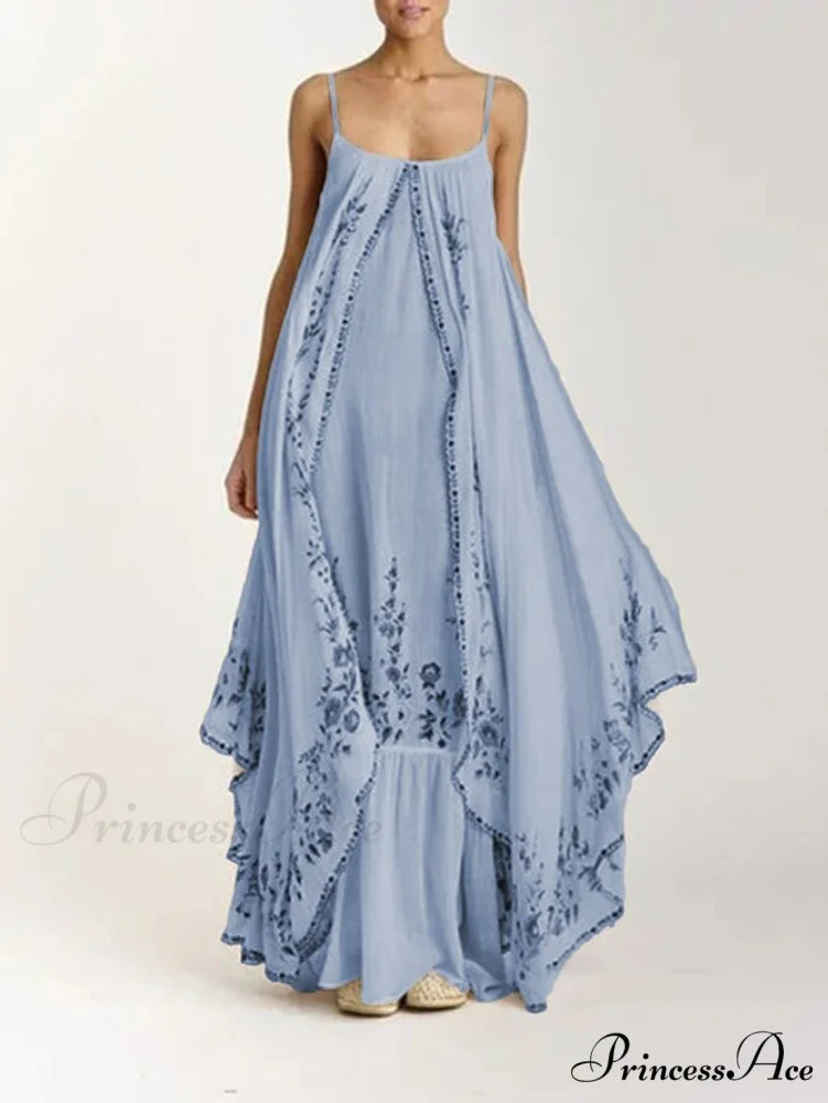 Vintage Spaghetti Strap Sleeveless Elegant Long Maxi Dress