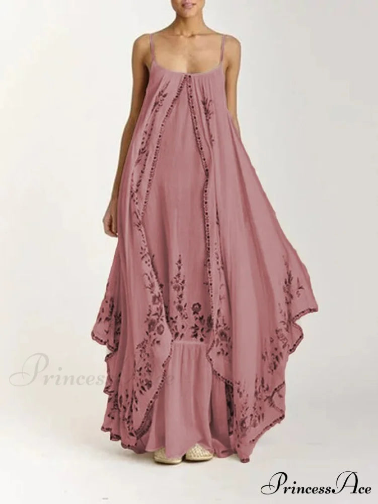 Vintage Spaghetti Strap Sleeveless Elegant Long Maxi Dress