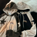 Vintage Star Patch Zipper Hoodie