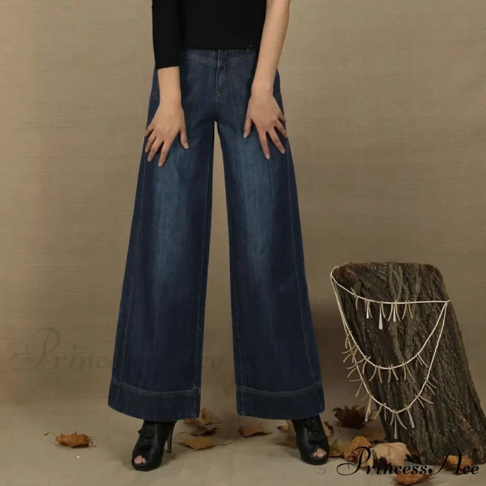 Vintage Straight Leg Seam Front Wide Leg Jeans