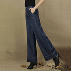 Vintage Straight Leg Seam Front Wide Leg Jeans