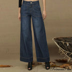 Vintage Straight Leg Seam Front Wide Leg Jeans