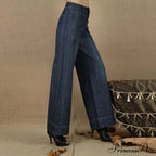 Vintage Straight Leg Seam Front Wide Leg Jeans