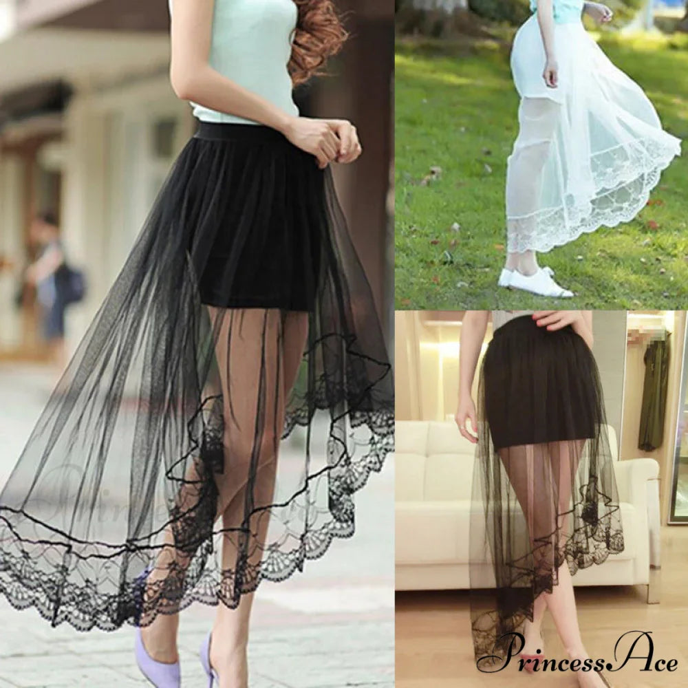 Vintage Stretch High Waist Lace Skirt