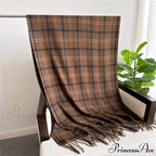 Vintage Style Cashmere Plaid Scarf - Unisex Winter Shawl Wrap