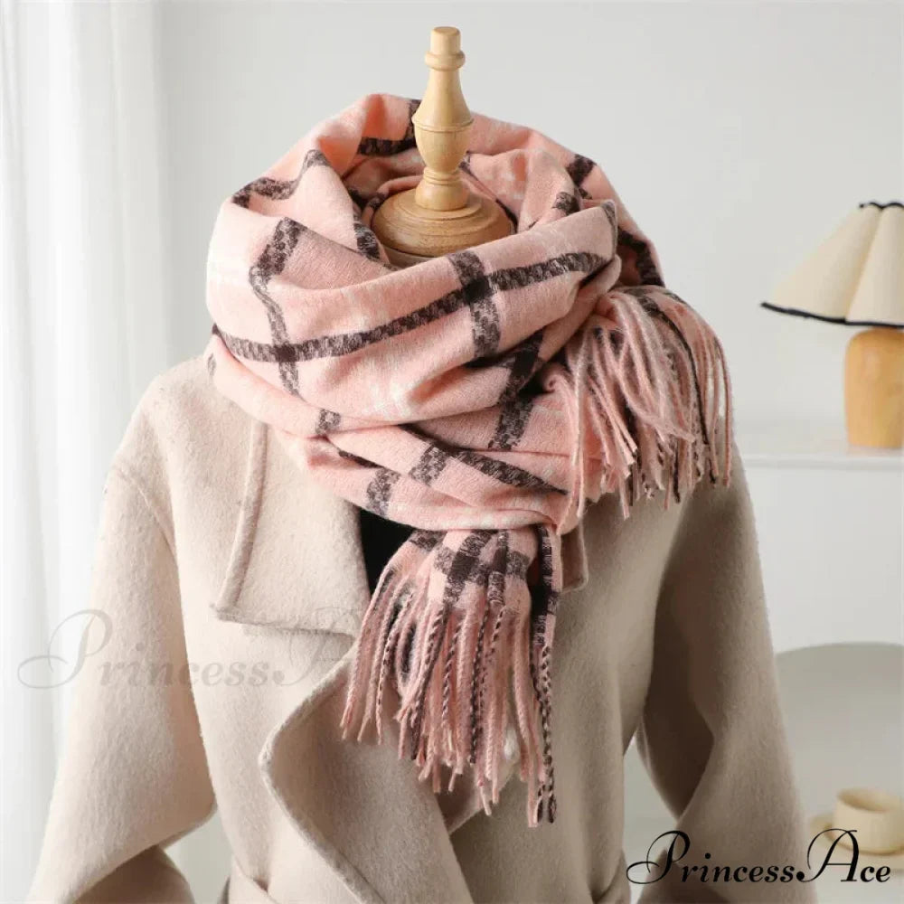 Vintage Style Cashmere Plaid Scarf - Unisex Winter Shawl Wrap