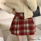Vintage Sweet Korean Cute Kawaii Stylish Autumn Winter Trendy Mini Skirt