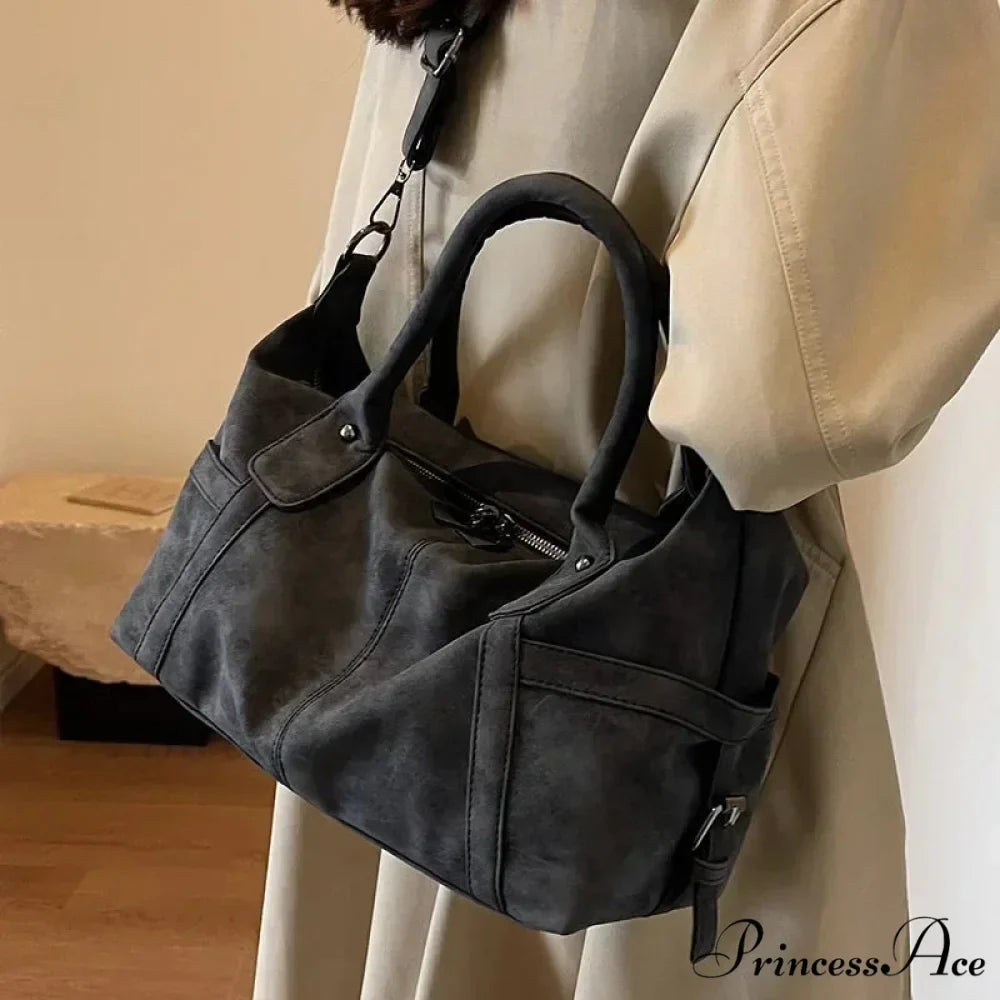 Vintage Synthetic Leather Shoulder Tote Large Capacity Crossbody Purse