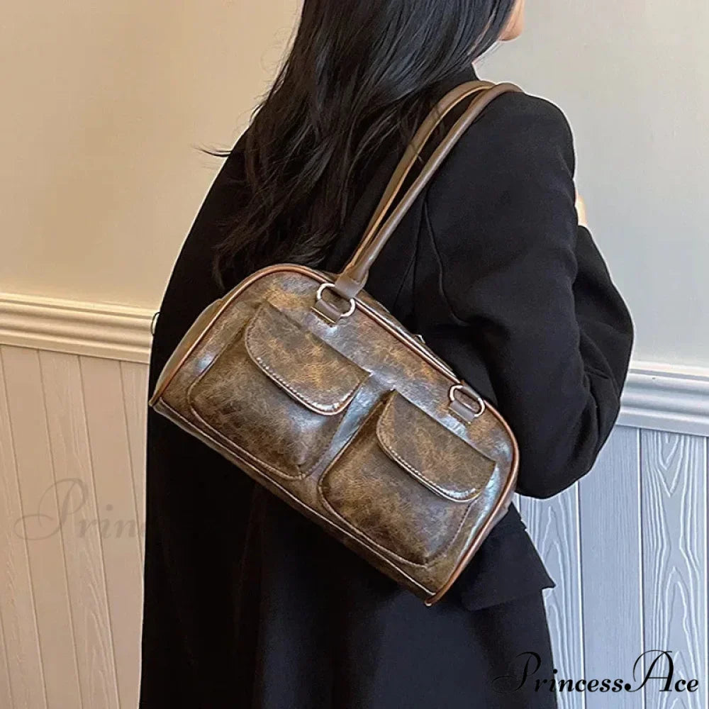 Vintage Twin Pockets Petite Shoulder Bag