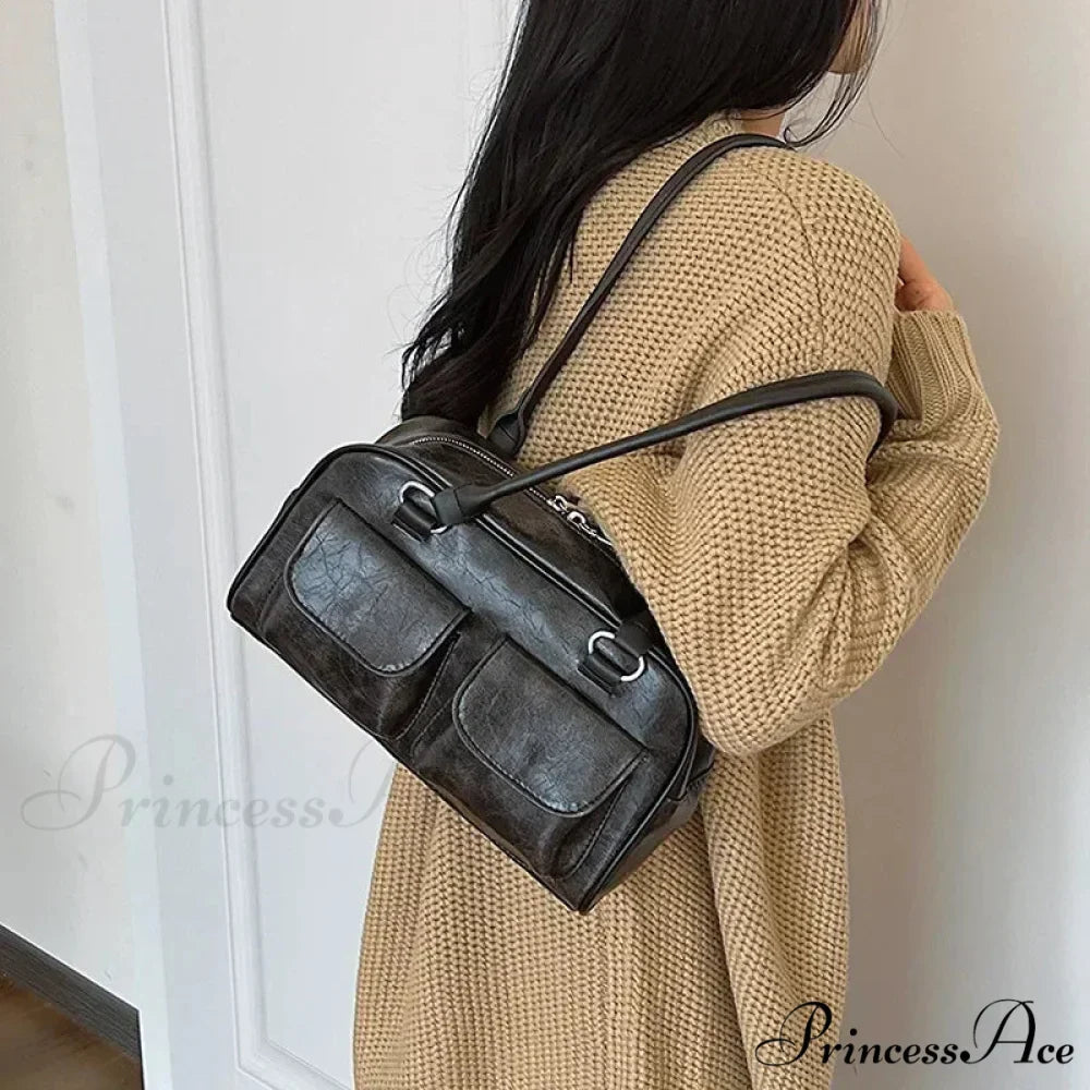 Vintage Twin Pockets Petite Shoulder Bag