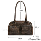 Vintage Twin Pockets Petite Shoulder Bag