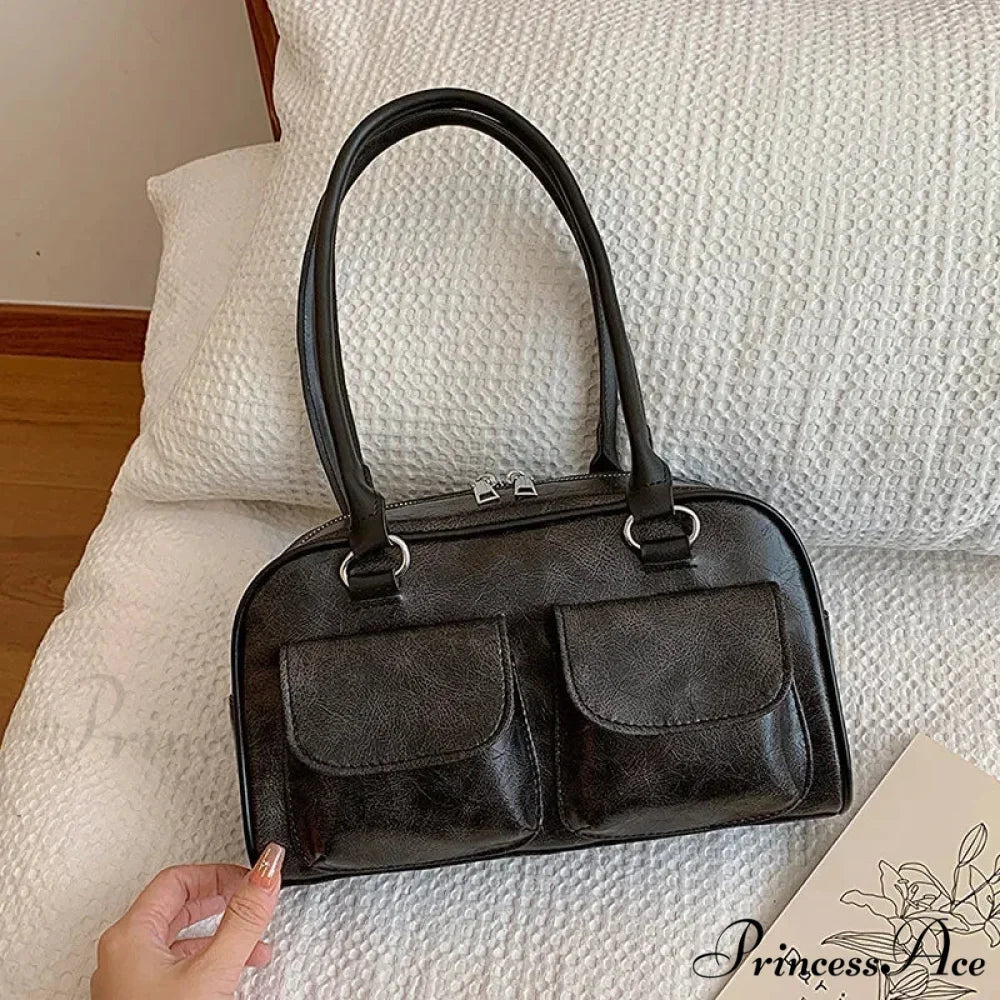 Vintage Twin Pockets Petite Shoulder Bag