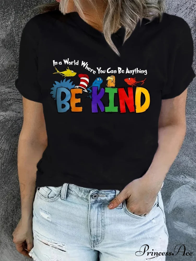 Vintage Valentines Be Print Summer & Spring Casual Short Sleeve Crew Neck Women's Clothing T-shirt