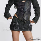 Vintage Zipper High-Waist Skirt