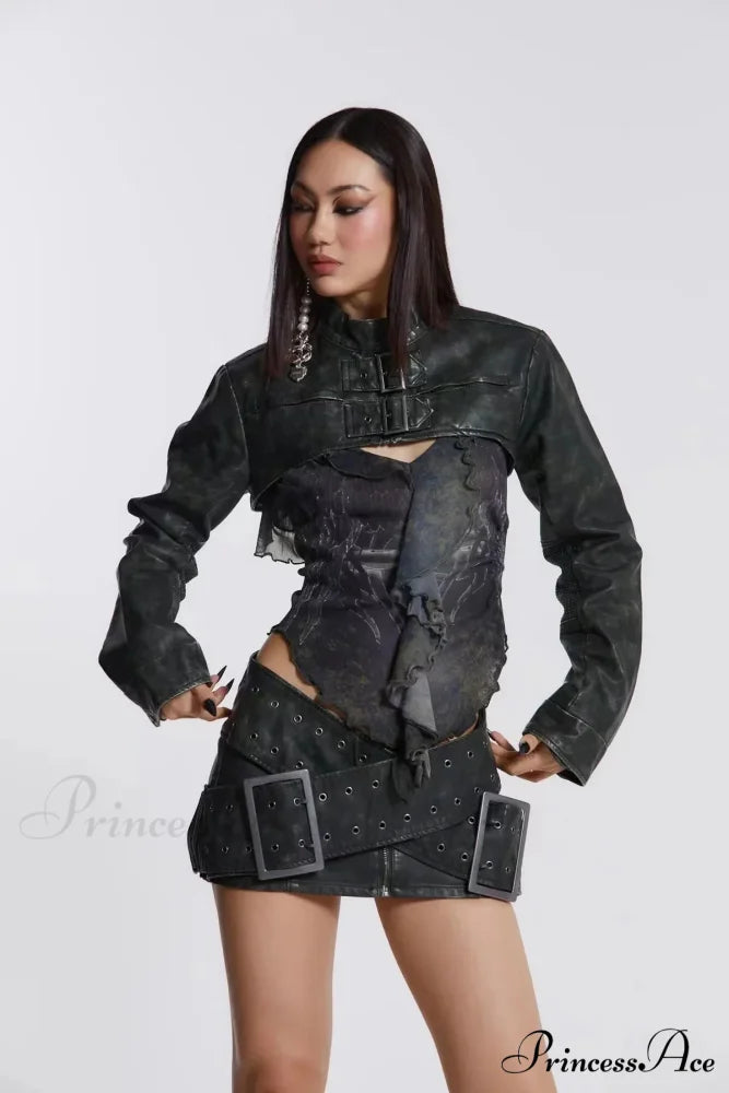 Vintage Zipper High-Waist Skirt