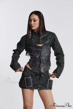 Vintage Zipper High-Waist Skirt