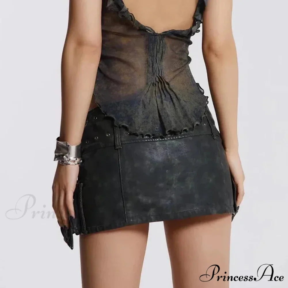 Vintage Zipper High-Waist Skirt