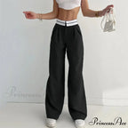 Vivid Hue High Waist Trim Trousers