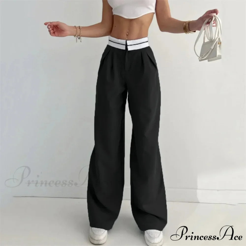 Vivid Hue High Waist Trim Trousers