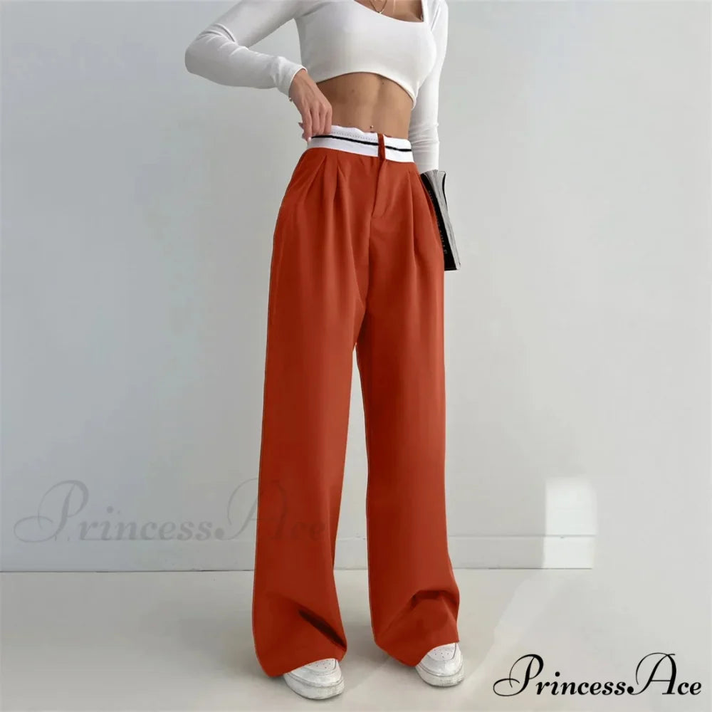 Vivid Hue High Waist Trim Trousers