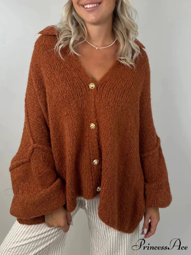 Voluminous Sleeve High Neck Cardigan