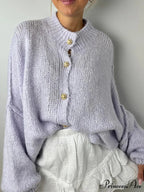 Voluminous Sleeve High Neck Cardigan