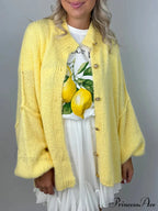 Voluminous Sleeve High Neck Cardigan