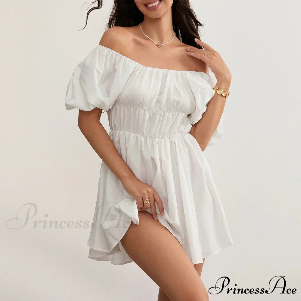 Voluminous Sleeve Off-Shoulder Short Dress