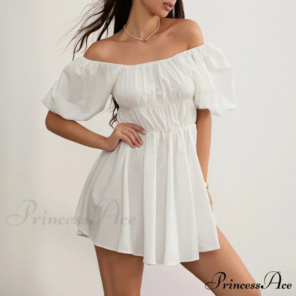 Voluminous Sleeve Off-Shoulder Short Dress