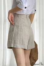 Waist High Linen Shorts