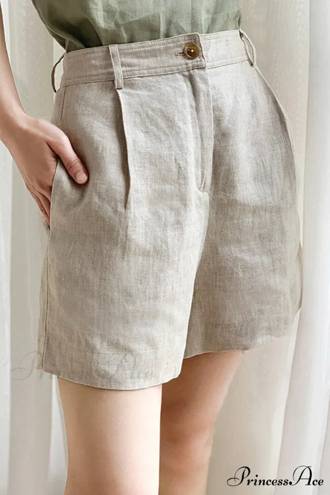 Waist High Linen Shorts