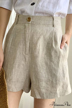 Waist High Linen Shorts