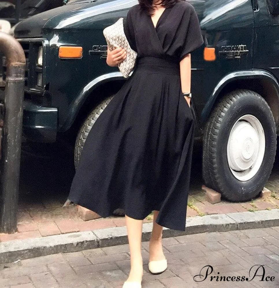 Waist Hugging V-neck Fashion Sexy Maxi Dress